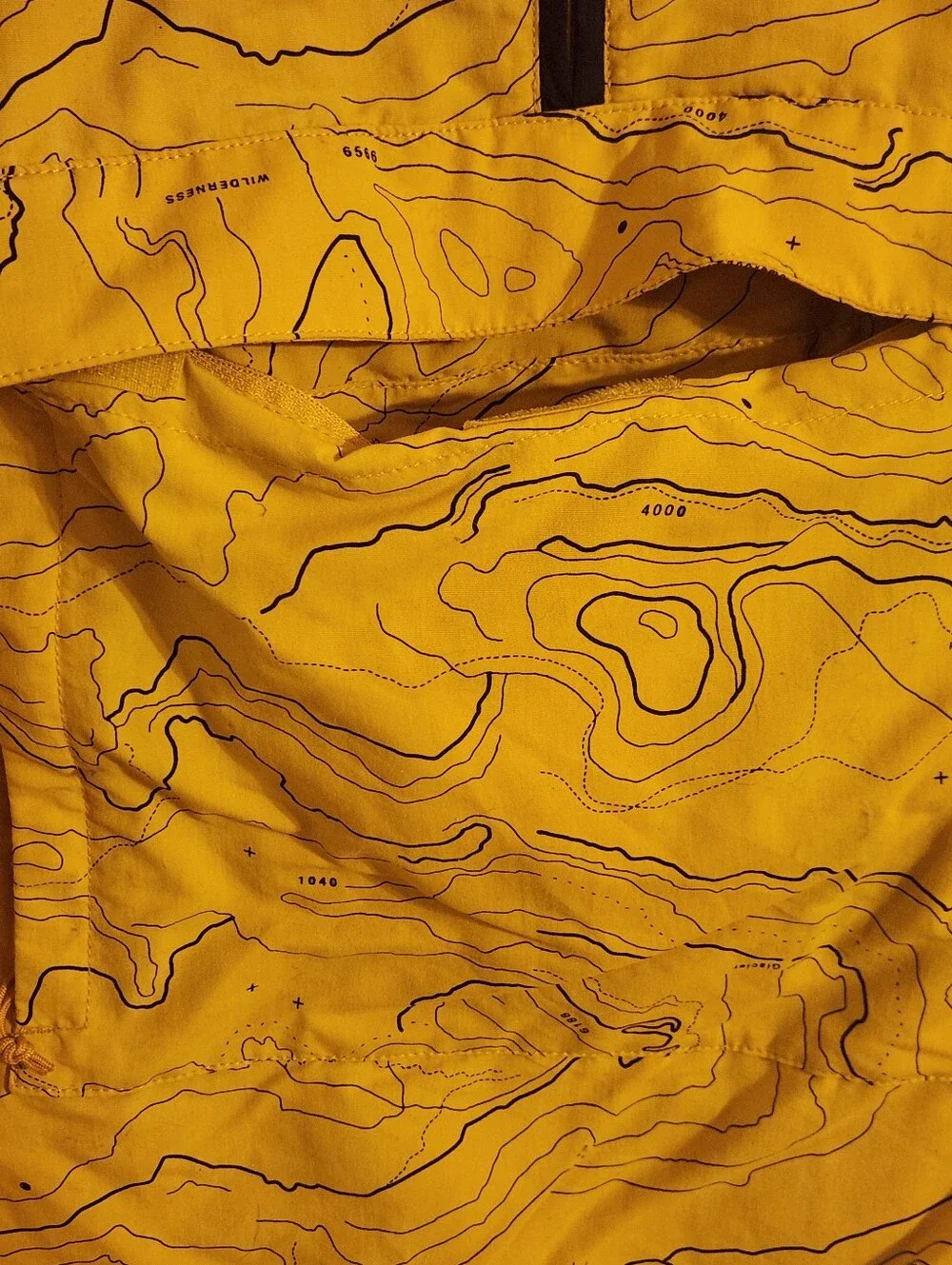 The North Face x UO Fanorak Mens L Yellow Black Topography Print Hooded Jacket
